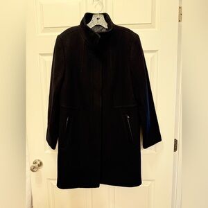Talbots Classic Black Wool Trench Coat